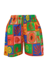 TRENDYOLMİLLA Meyve Patterned Weaving Binding Detailed 100% Cotton Shirt Shorts Beach Set - Image 7
