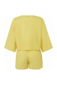 TRENDYOLMİLLA Yellow Weaving 100% Cotton Shirt Shorts Beach Set - Image 6