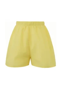 TRENDYOLMİLLA Yellow Weaving 100% Cotton Shirt Shorts Beach Set - Image 7