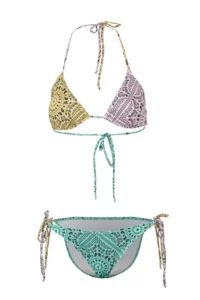 TRENDYOLMİLLA Shawl Patterned Triangle Covered tied up Regular Bikini Set - Image 5