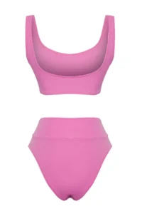 TRENDYOLMİLLA Pink Covered Chlora&Water Resistant LONG Lasting LYCRA® High Waist Bikini Set - Image 9