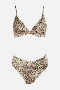 TRENDYOLMİLLA Leopard Patterned Triangle Covered hipster High Waist Bikini Set - Image 5