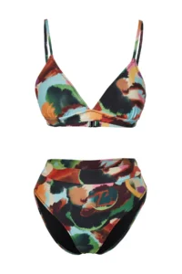 TRENDYOLMİLLA Abstract Patterned Triangle Covered hipster High Waist Bikini Set - Image 6