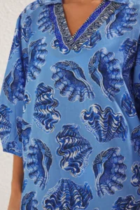 TRENDYOLMİLLA Su Six Patterned Weaving slit 100% Cotton Beach Midi Dress - Image 4