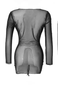 TRENDYOLMİLLA Black Bodycon Mini Knitting Shirred Mesh Beach Dress - Image 5