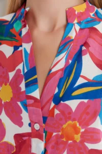 TRENDYOLMİLLA flower patterned Weaving 100% Cotton Beach Mini Dress - Image 3