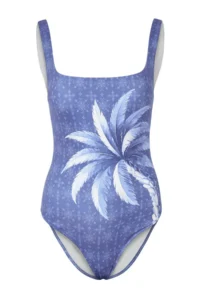TRENDYOLMİLLA Tropical Patterned Square Neck Covered Regular Basic Swimsuit - Image 4