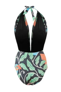 TRENDYOLMİLLA Tropical Patterned Derin Dekolteli Covered Shirred Regular Swimsuit - Image 6