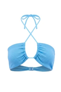 TRENDYOLMİLLA Turquoise Strapless Covered Cut Out Detailed textured Bikini Top - Image 4