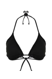 TRENDYOLMİLLA Black textured Triangle Covered Bikini Top - Image 8