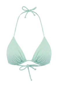 TRENDYOLMİLLA Turquoise textured Triangle Covered Bikini Top - Image 4