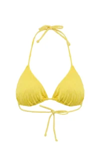TRENDYOLMİLLA Yellow textured Triangle Covered Bikini Top - Image 4