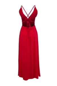 TRENDYOLMİLLA Red Weaving Shirred Maxi Beach Dress - Image 7
