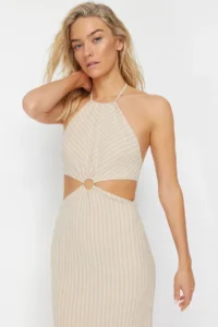 TRENDYOLMİLLA beachwear Striped Knitting Accessory Detailed Midi Dress - Image 2