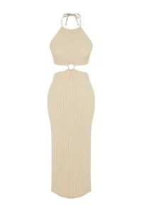 TRENDYOLMİLLA beachwear Striped Knitting Accessory Detailed Midi Dress - Image 6