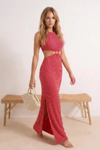 TRENDYOLMİLLA beachwear Striped Knitting Accessory Detailed Midi Dress - Image 2