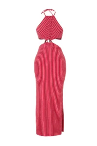 TRENDYOLMİLLA beachwear Striped Knitting Accessory Detailed Midi Dress - Image 5