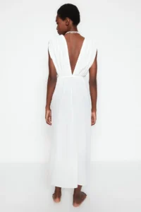 TRENDYOLMİLLA WHITE Weaving slit Maxi Beach Dress - Image 5