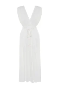 TRENDYOLMİLLA WHITE Weaving slit Maxi Beach Dress - Image 6