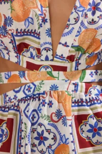 TRENDYOLMİLLA Meyve Patterned Weaving Cut Out Detailed 100% Cotton Beach Mini Dress - Image 3