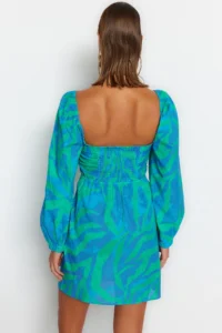 TRENDYOLMİLLA beachwear 100% Cotton Abstract Patterned Weaving Cut Out Detailed Mini Dress - Image 6