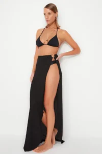 TRENDYOLMİLLA Black Weaving slit Maxi Beach Skirt