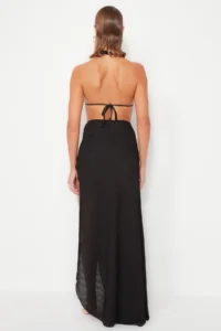 TRENDYOLMİLLA Black Weaving slit Maxi Beach Skirt - Image 5