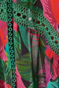 TRENDYOLMİLLA Tropical Patterned Weaving striped Maxi Beach Kimono&Kaftan - Image 6