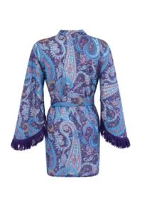 TRENDYOLMİLLA Shawl Patterned Weaving Tassel Detailed 100% Cotton Beach Mini Belted Beach Kimono - Image 7