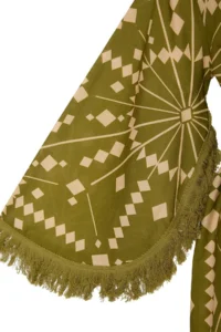 TRENDYOLMİLLA Ethnic Patterned Weaving Tassel Detailed 100% Cotton Beach Mini Belted Beach Kimono - Image 5