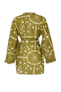 TRENDYOLMİLLA Ethnic Patterned Weaving Tassel Detailed 100% Cotton Beach Mini Belted Beach Kimono - Image 6
