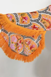 TRENDYOLMİLLA flower patterned Weaving Tassel Detailed 100% Cotton Beach Mini Belted Beach Kimono&Kaftan - Image 5