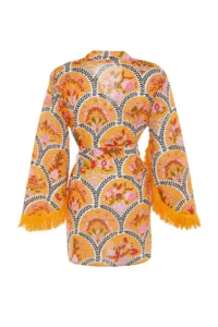 TRENDYOLMİLLA flower patterned Weaving Tassel Detailed 100% Cotton Beach Mini Belted Beach Kimono&Kaftan - Image 8