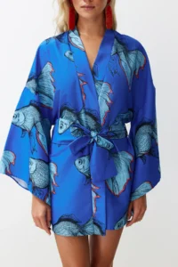 TRENDYOLMİLLA Su Six Patterned Weaving Beach Mini Belted Kimono&Kaftan - Image 5