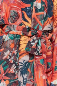TRENDYOLMİLLA Tropical Patterned Patterned Belted with flywheel Mini Weaving Beach Mini Belted Kimono&Kaftan - Image 3