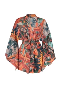 TRENDYOLMİLLA Tropical Patterned Patterned Belted with flywheel Mini Weaving Beach Mini Belted Kimono&Kaftan - Image 7
