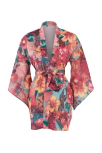 TRENDYOLMİLLA flower patterned Belted Mini Weaving Beach Kimono&Kaftan - Image 4