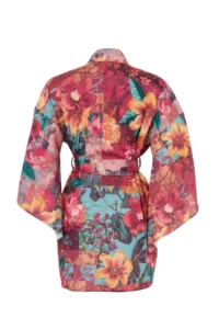 TRENDYOLMİLLA flower patterned Belted Mini Weaving Beach Kimono&Kaftan - Image 6