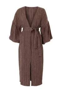 TRENDYOLMİLLA Brown Weaving Maxi Beach Belted Kimono&Kaftan - Image 5