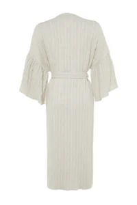 TRENDYOLMİLLA Ecru Weaving Maxi Beach Belted Kimono&Kaftan - Image 8