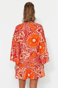 TRENDYOLMİLLA Ethnic Patterned Weaving striped Beach Mini Kimono&Kaftan - Image 6