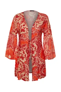 TRENDYOLMİLLA Ethnic Patterned Weaving striped Beach Mini Kimono&Kaftan - Image 7