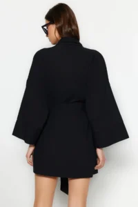 TRENDYOLMİLLA Black Weaving Beach Mini Belted Kimono&Kaftan - Image 6