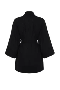 TRENDYOLMİLLA Black Weaving Beach Mini Belted Kimono&Kaftan - Image 9