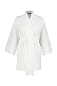TRENDYOLMİLLA beachwear WHITE Weaving Belted Mini Kimono&Kaftan - Image 7