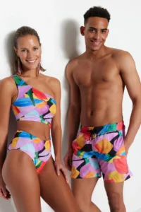 TRENDYOLMİLLA Abstract Patterned Cut Out/Pencere Detailed One Shoulder Covered Regular Mayokini - Image 2
