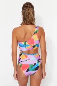 TRENDYOLMİLLA Abstract Patterned Cut Out/Pencere Detailed One Shoulder Covered Regular Mayokini - Image 6