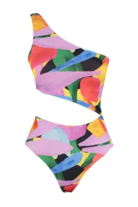 TRENDYOLMİLLA Abstract Patterned Cut Out/Pencere Detailed One Shoulder Covered Regular Mayokini - Image 7