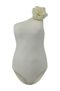 TRENDYOLMİLLA Ecru One Shoulder Covered Floral Applique Brazilian Swimsuit - Image 4