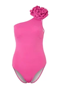 TRENDYOLMİLLA Fuchsia One Shoulder Covered Floral Applique Brazilian Swimsuit - Image 4